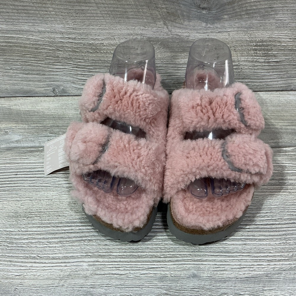 Birkenstock Papillio Arizona Big Buckle Pink Shearling Sandals Women's 39 EU 8 N - Picture 2 of 11